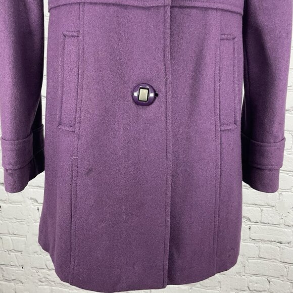 Tulle Anthropologie Purple Wool Blend Collared Lined Overcoat Size Medium M - Picture 16 of 16